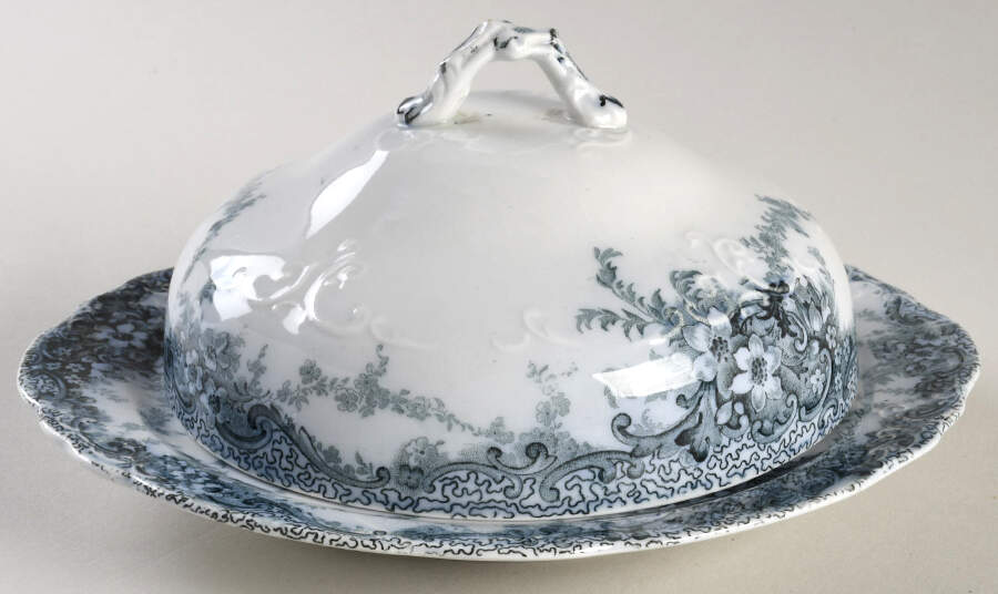 Albemarle-Medway Blue (Transferware) Round Covered Butter with Strainer by Alfred Meakin-1