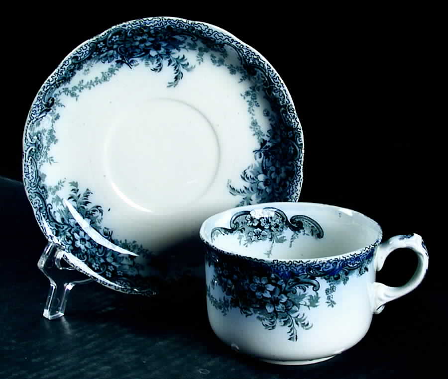 Albemarle-Medway Blue (Transferware) Flat Cup & Saucer Set by Alfred Meakin-1
