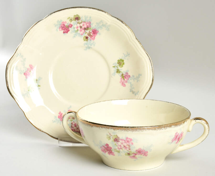 Avondale Flat Cream Soup Bowl & Saucer Set by Alfred Meakin-1