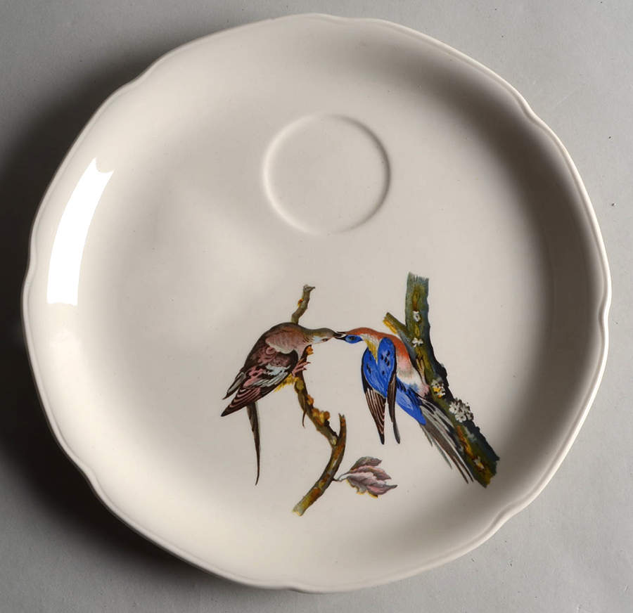 Birds of America (Embossed Floral Rim) Snack Plate for Snack Set That Uses the Flat Cup by Alfred Meakin-1