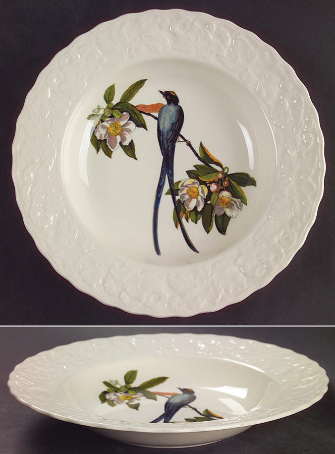 Birds of America (Embossed Floral Rim) Large Rim Soup Bowl by Alfred Meakin-1