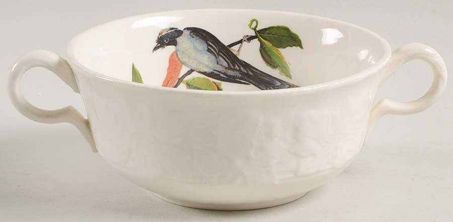 Birds of America (Embossed Floral Rim) Flat Cream Soup Bowl by Alfred Meakin-1