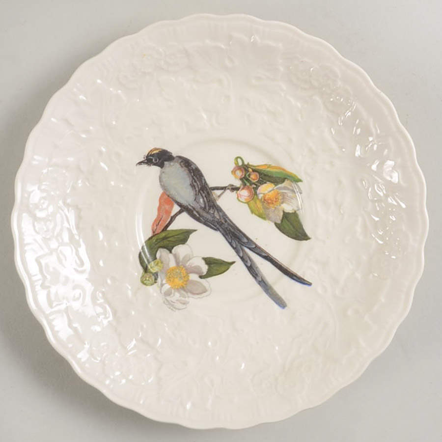 Birds of America (Embossed Floral Rim) Saurcer for Flat Cream Soup Bowl by Alfred Meakin-1