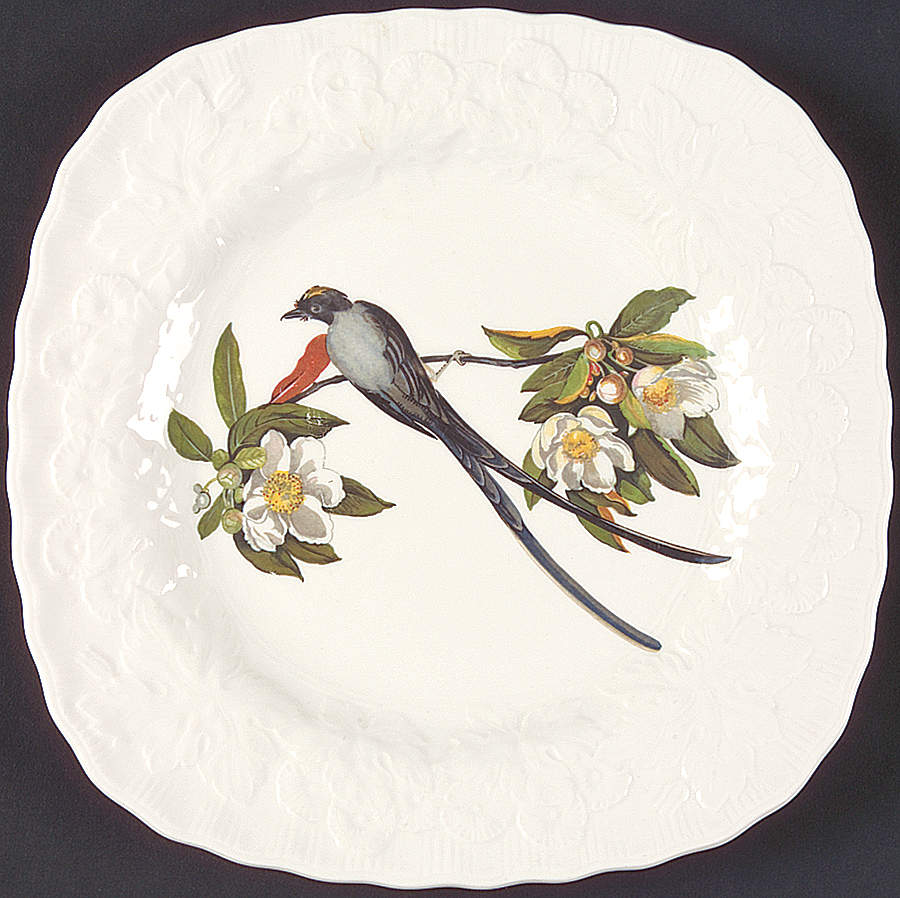 Birds of America (Embossed Floral Rim) Square Luncheon Plate by Alfred Meakin-1