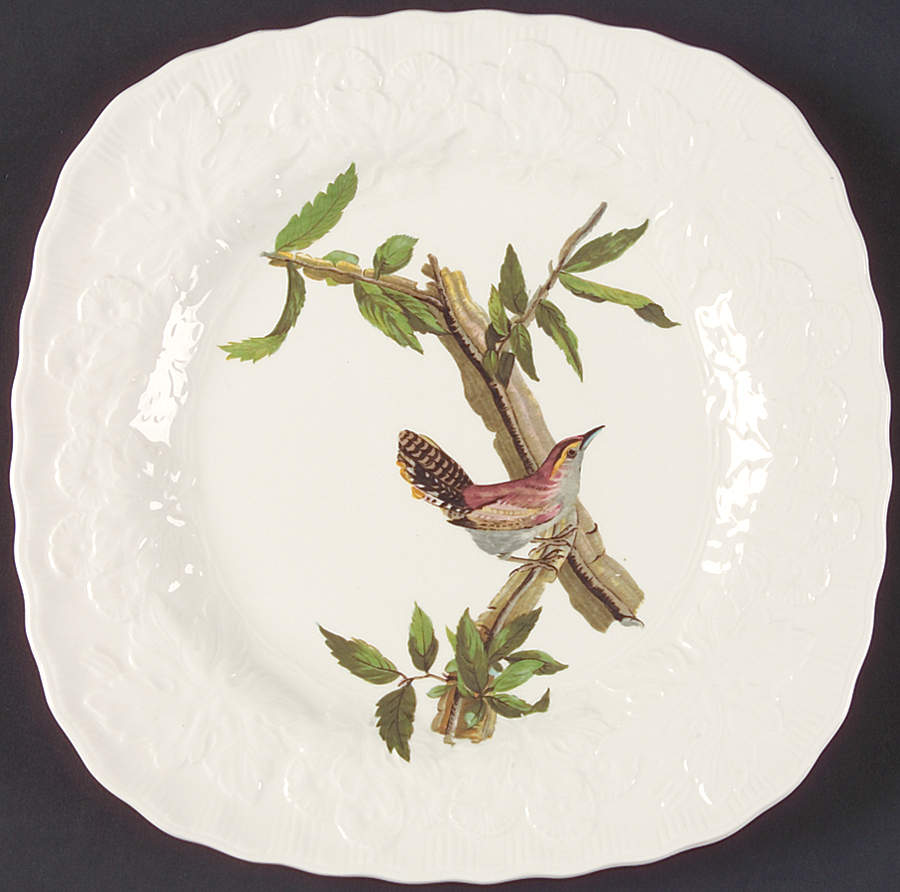 Birds of America (Embossed Floral Rim) Square Luncheon Plate by Alfred Meakin-1