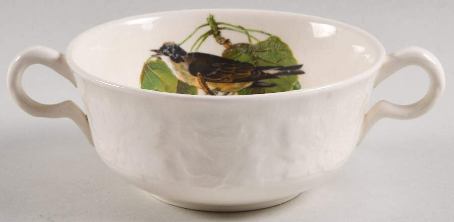 Birds of America (Embossed Floral Rim) Flat Cream Soup Bowl by Alfred Meakin-1