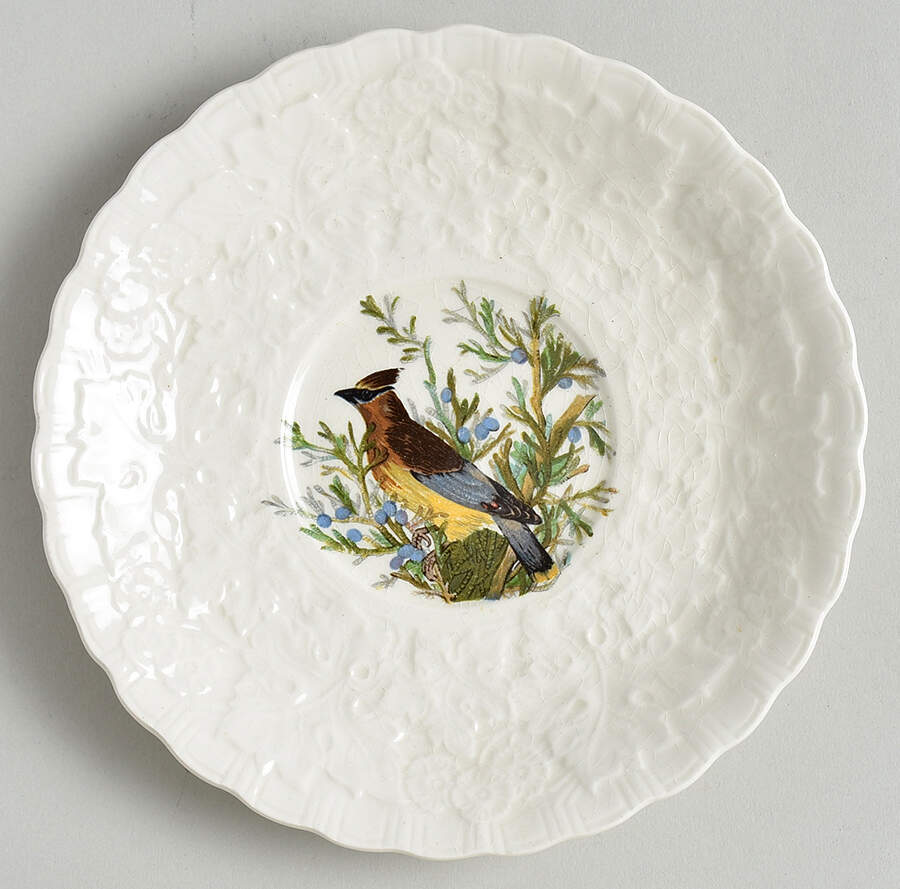 Birds of America (Embossed Floral Rim) Saucer for Flat Cream Soup Bowl by Alfred Meakin-1