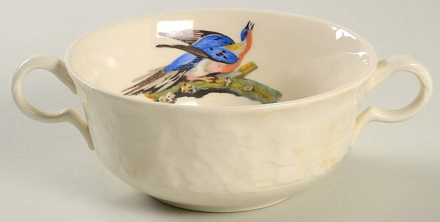 Birds of America (Embossed Floral Rim) Flat Cream Soup Bowl by Alfred Meakin-1