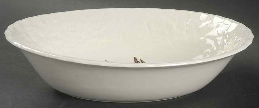 Birds of America (Embossed Floral Rim) 9" Oval Vegetable Bowl by Alfred Meakin-1