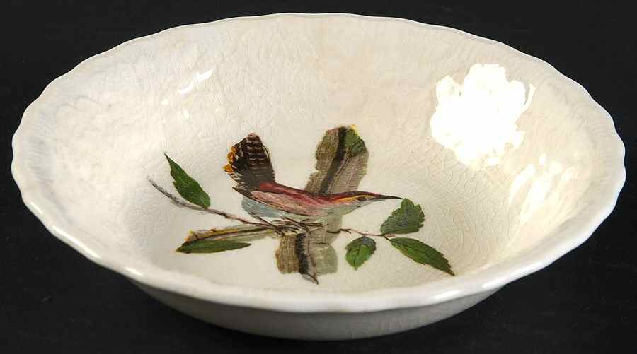 Birds of America (Embossed Floral Rim) Fruit/Dessert (Sauce) Bowl by Alfred Meakin-1