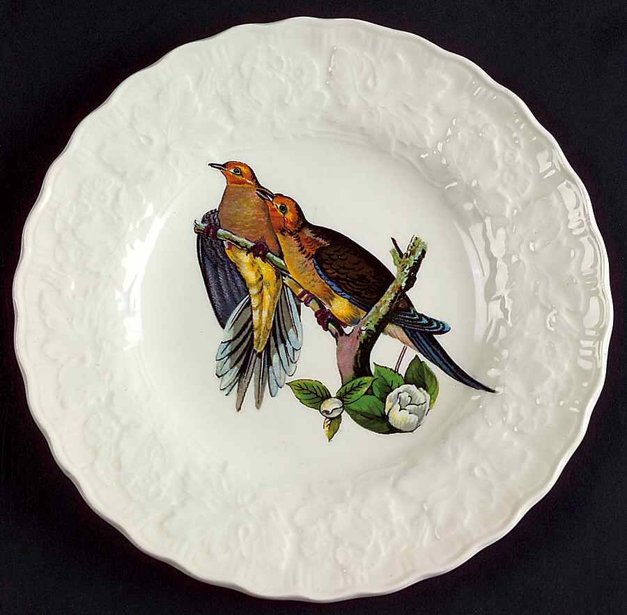 Birds of America (Embossed Floral Rim) Bread & Butter Plate by Alfred Meakin-1
