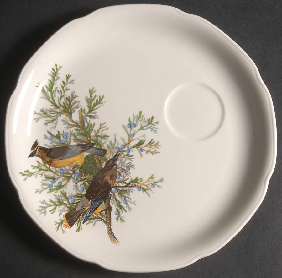 Birds of America (Embossed Floral Rim) Snack Plate for Snack Set That Uses the Flat Cup by Alfred Meakin-1