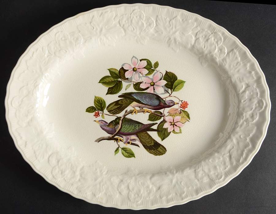 Birds of America (Embossed Floral Rim) 12" Oval Serving Platter by Alfred Meakin-1