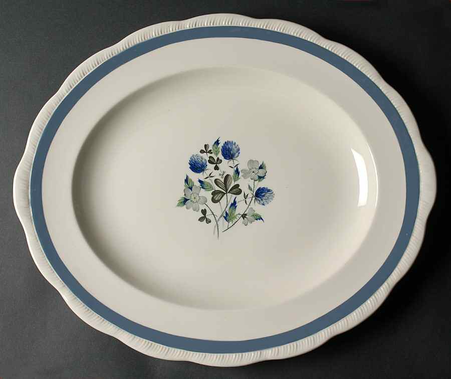 Blue Clover (Raised Edge) 16" Oval Serving Platter by Alfred Meakin-1