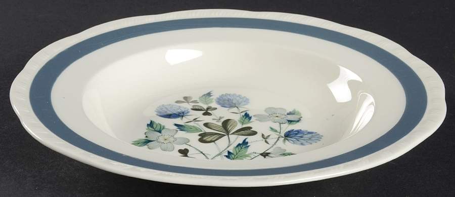 Blue Clover (Raised Edge) Rim Soup Bowl by Alfred Meakin-1