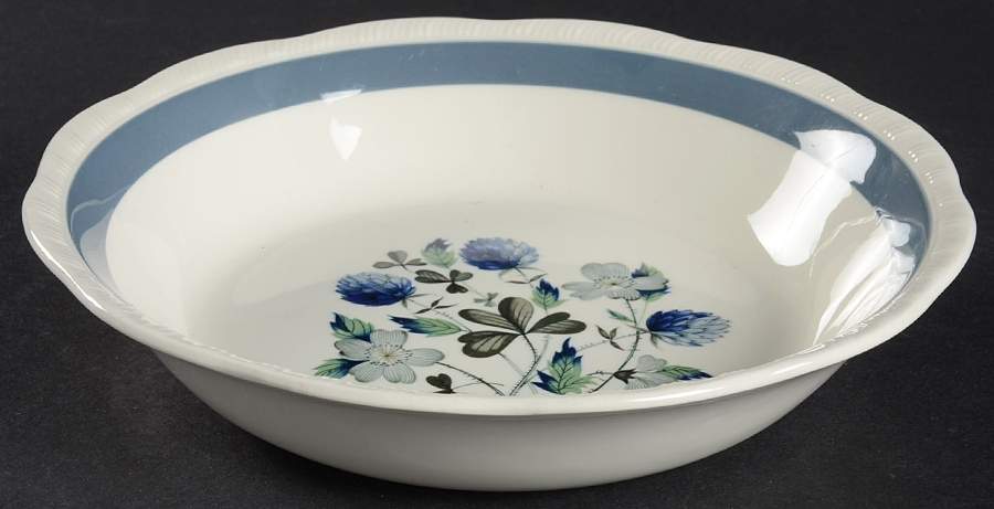Blue Clover (Raised Edge) Coupe Soup Bowl by Alfred Meakin-1