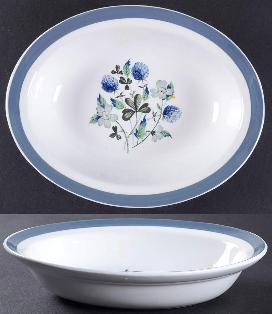 Blue Clover (Smooth Edge) 8" Oval Vegetable Bowl by Alfred Meakin-1
