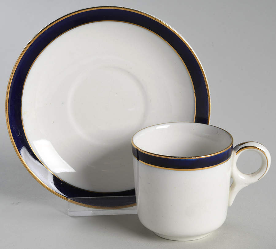 Bleu De Roi Flat Demitasse Cup & Saucer Set by Alfred Meakin-1