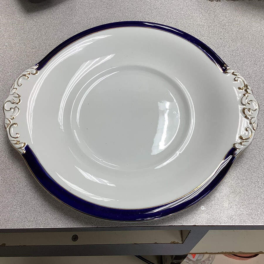Bleu De Roi Handled Cake Plate by Alfred Meakin-1