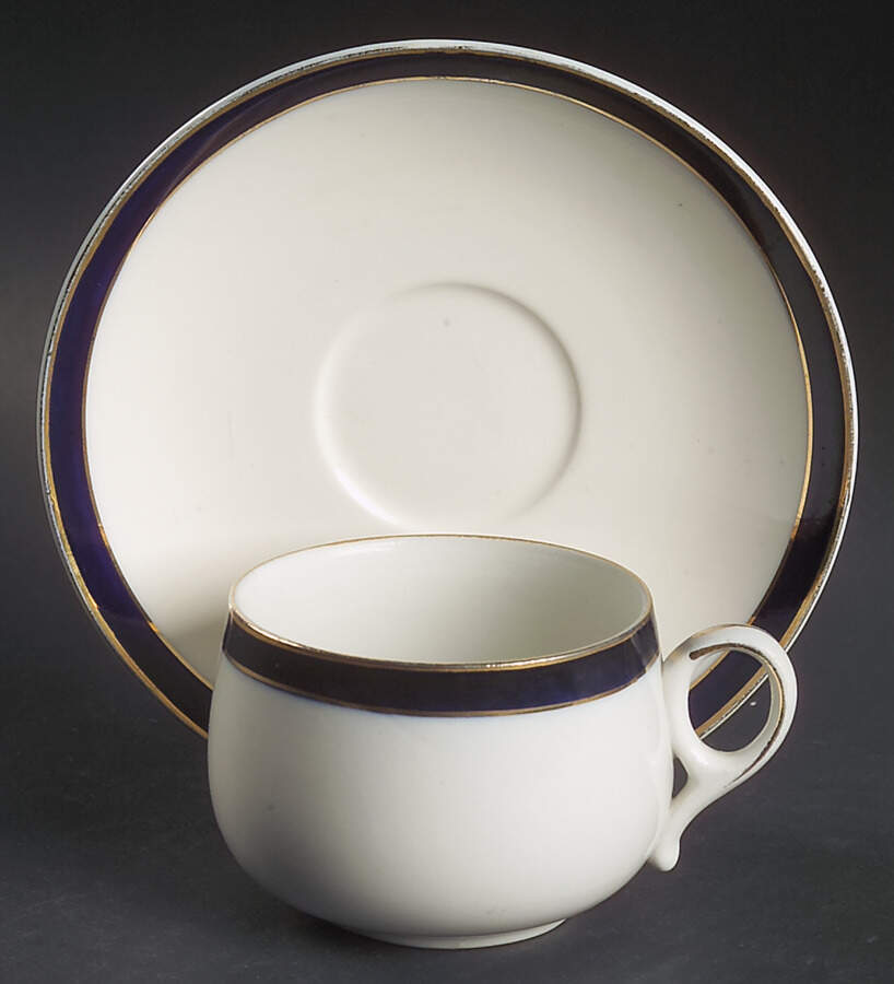 Bleu De Roi Flat Cup & Saucer Set by Alfred Meakin-1