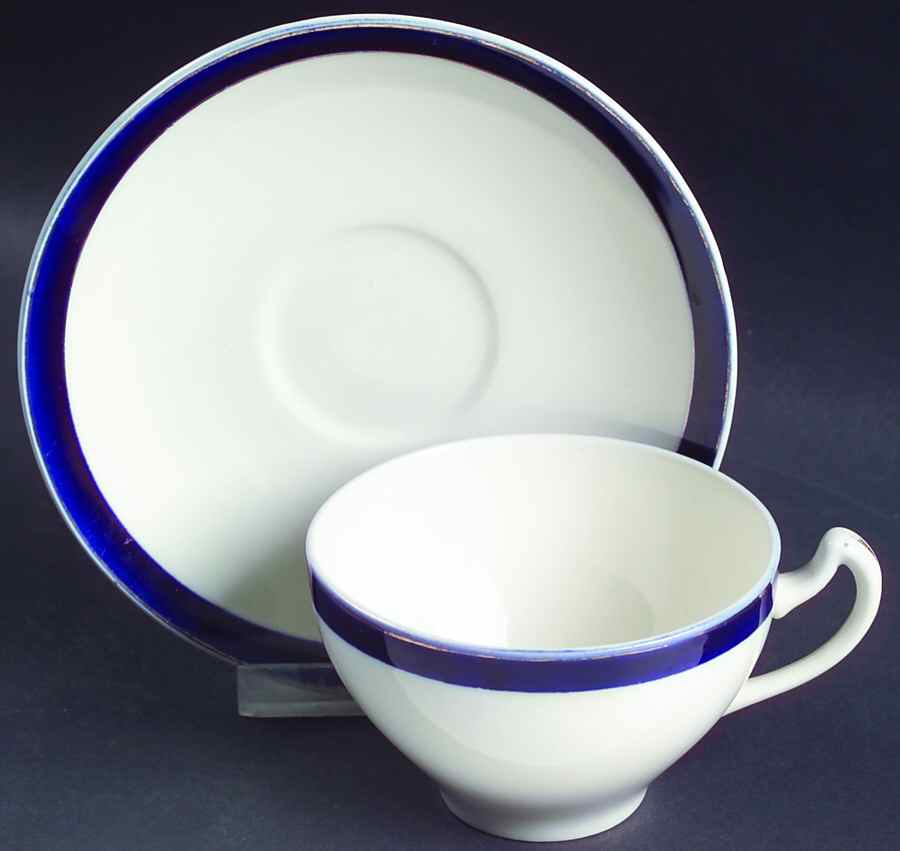 Bleu De Roi Flat Cup & Saucer Set by Alfred Meakin-1