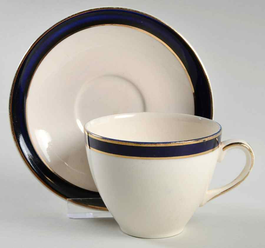 Bleu De Roi Flat Demitasse Cup & Saucer Set by Alfred Meakin-1