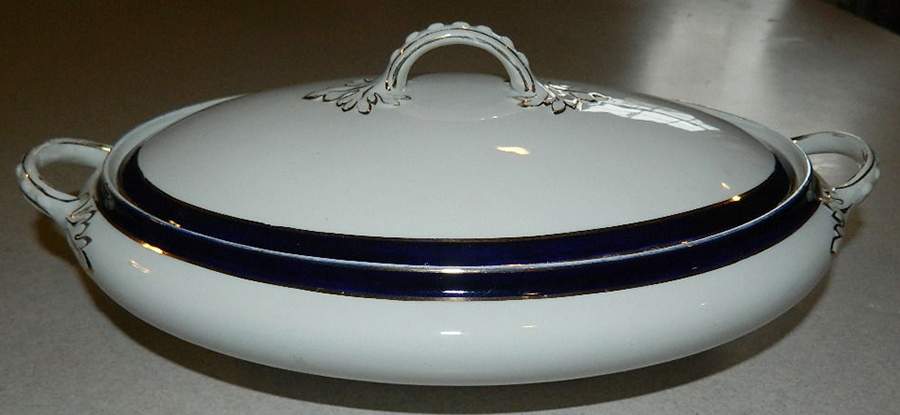 Bleu De Roi Oval Covered Vegetable by Alfred Meakin-1