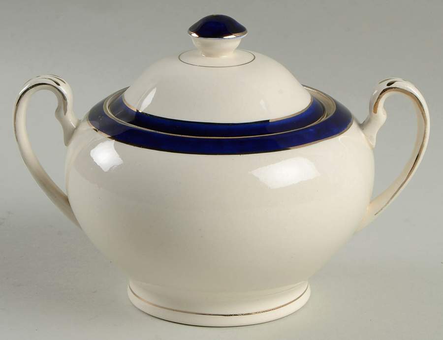 Bleu De Roi Sugar Bowl & Lid by Alfred Meakin-1