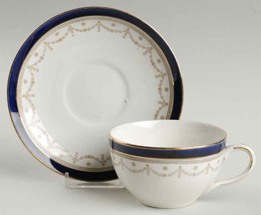Bleu De Roi 2 Flat Cup & Saucer Set by Alfred Meakin-1