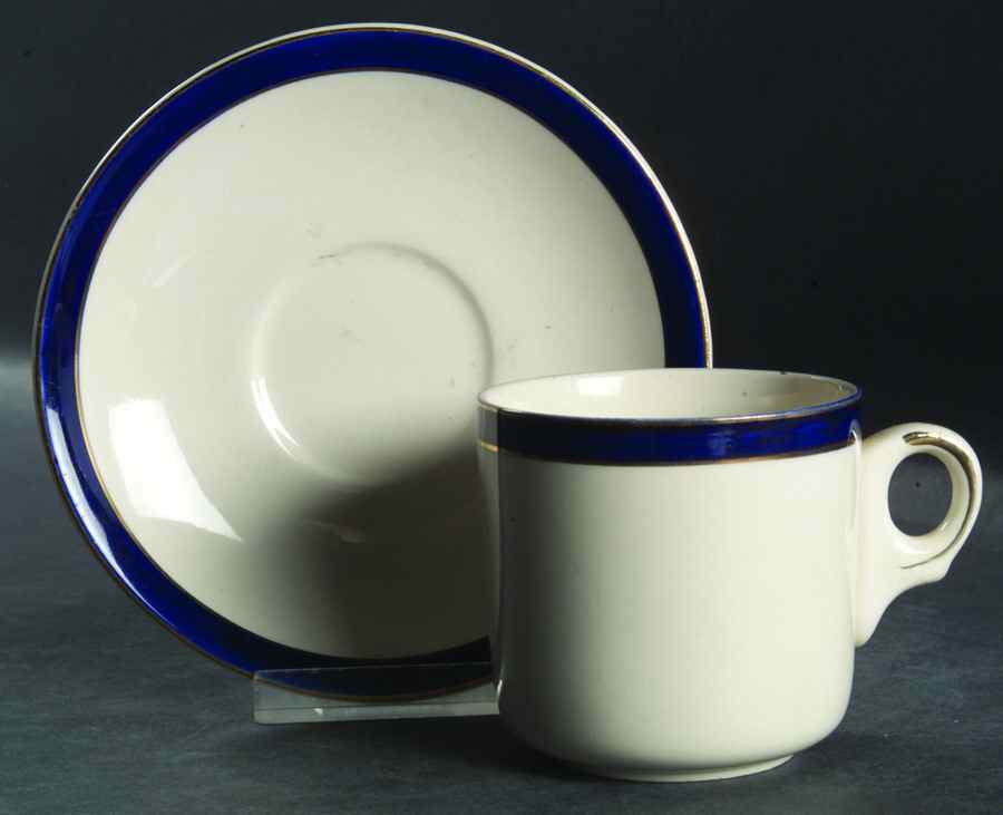 Bleu De Roi 5 (Hotel Ware) Flat Cup & Saucer Set by Alfred Meakin-1