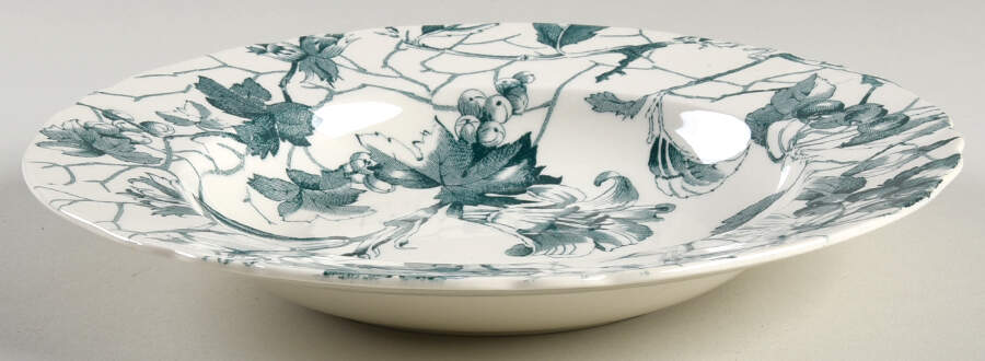 Bourbon Lily Green Rim Soup Bowl by Alfred Meakin-1