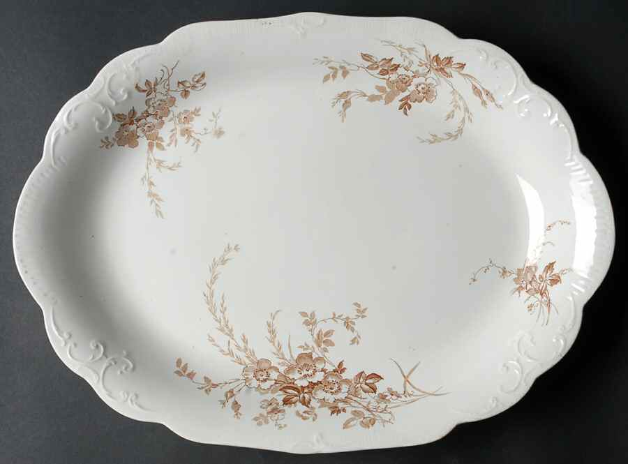 Brier Brown 15" Oval Serving Platter by Alfred Meakin-1