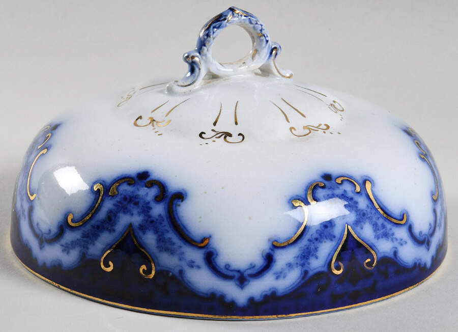 Cambridge (Flow Blue) Lid for Round Butter by Alfred Meakin-1