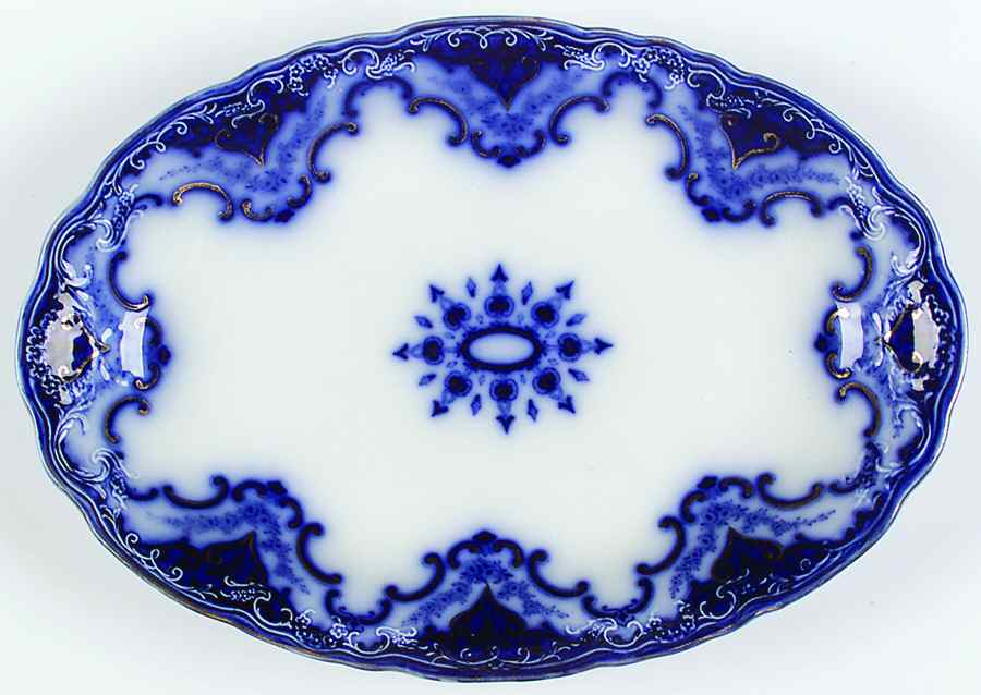 Cambridge (Flow Blue) 14" Oval Serving Platter by Alfred Meakin-1