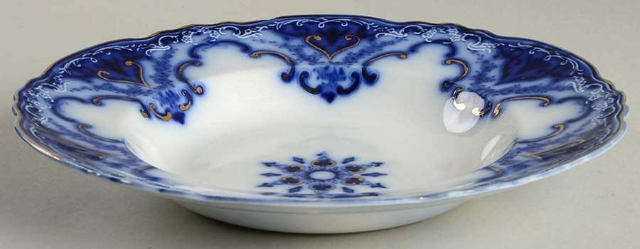 Cambridge (Flow Blue) Large Rim Soup Bowl by Alfred Meakin-1