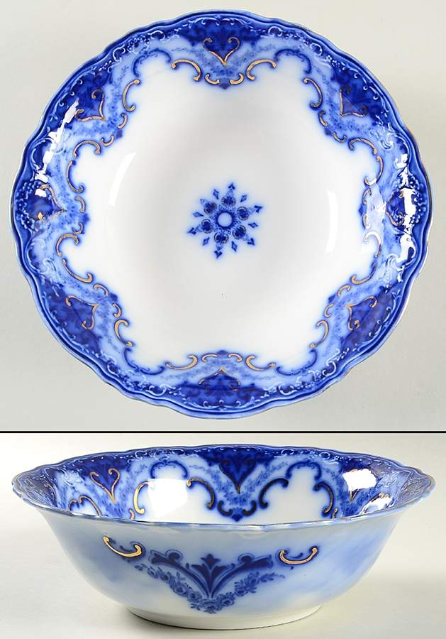 Cambridge (Flow Blue) 9" Round Vegetable Bowl by Alfred Meakin-1