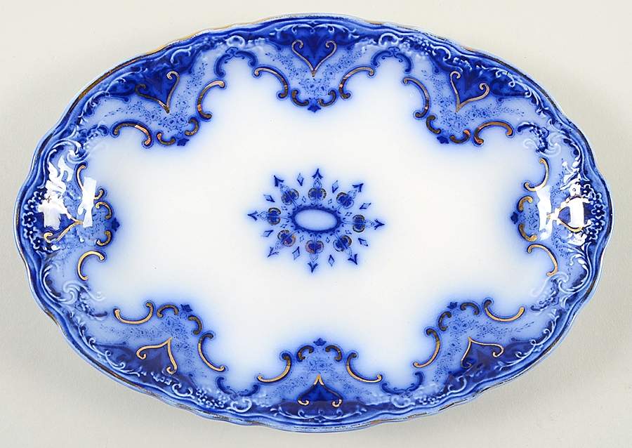 Cambridge (Flow Blue) 10" Oval Serving Platter by Alfred Meakin-1