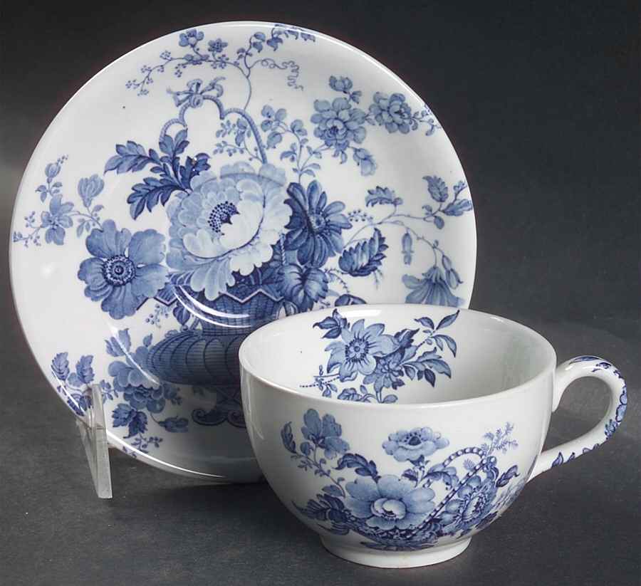 Charlotte Blue Flat Cup & Saucer Set by Alfred Meakin-1
