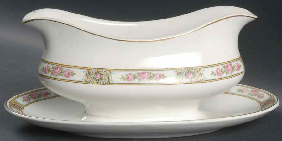 Clifton Gravy Boat with Attached Underplate by Alfred Meakin-1