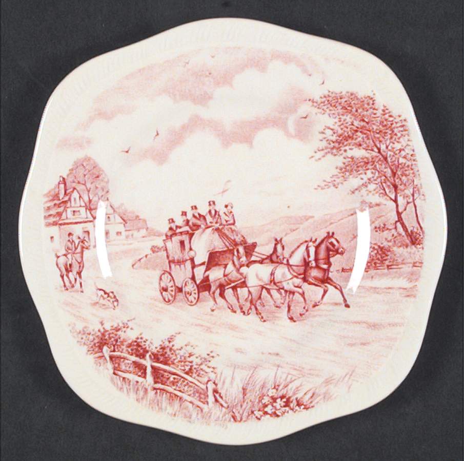 Devonshire Road Red Square Bread & Butter Plate by Alfred Meakin-1