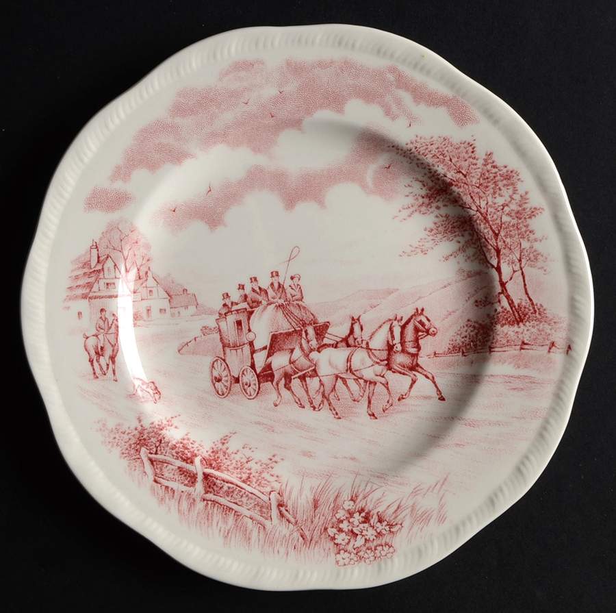 Devonshire Road Red Bread & Butter Plate by Alfred Meakin-1