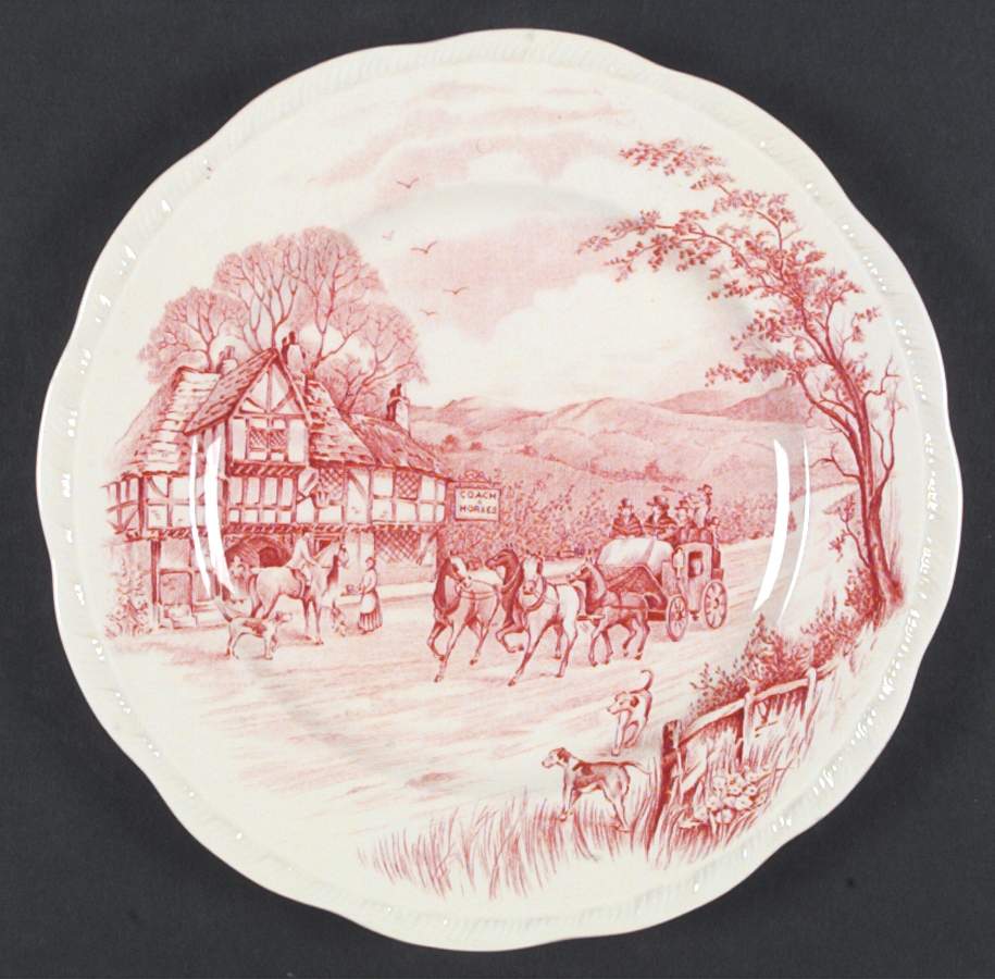 Devonshire Road Red Dinner Plate by Alfred Meakin-1