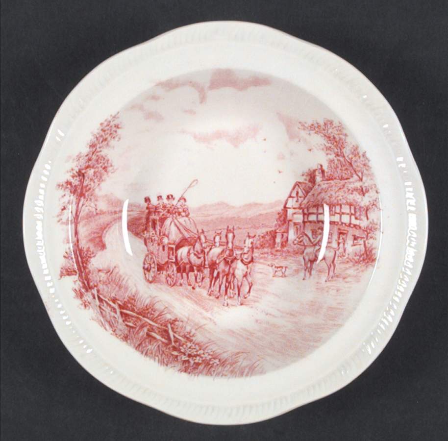 Devonshire Road Red Rim Cereal Bowl by Alfred Meakin-1