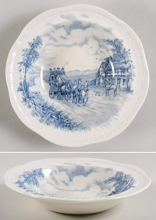 Devonshire Road Blue Rim Cereal Bowl by Alfred Meakin-1