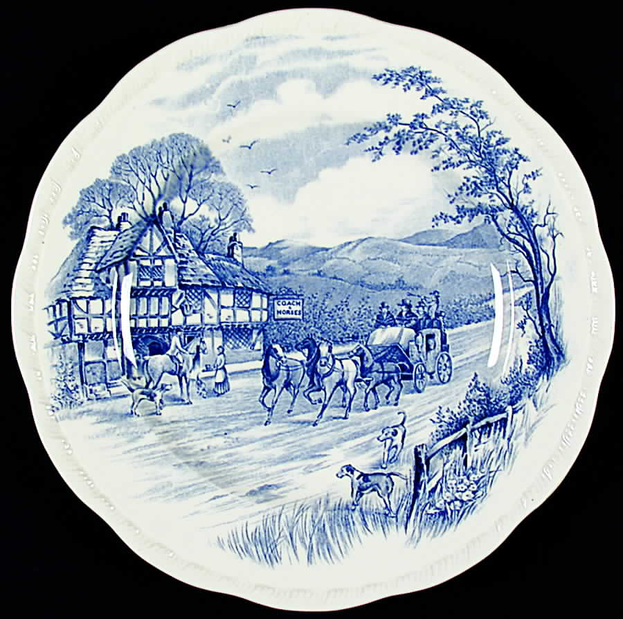Devonshire Road Blue Dinner Plate by Alfred Meakin-1