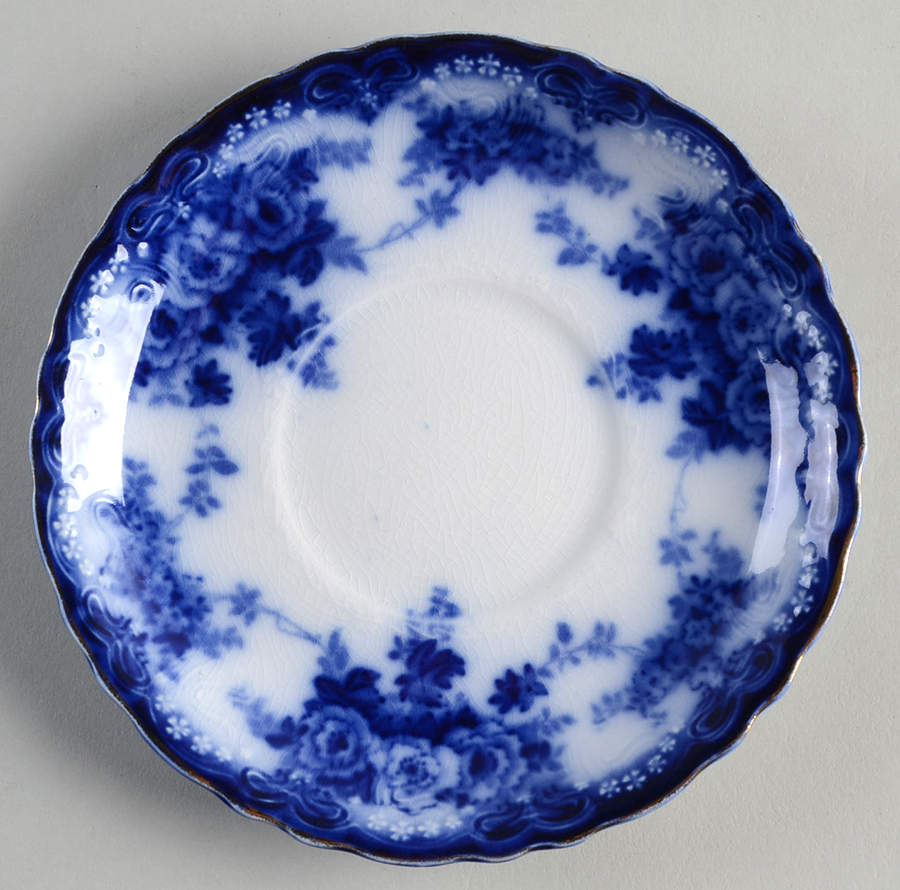 Devon (Flow Blue, Gold Trim) Saucer by Alfred Meakin-1