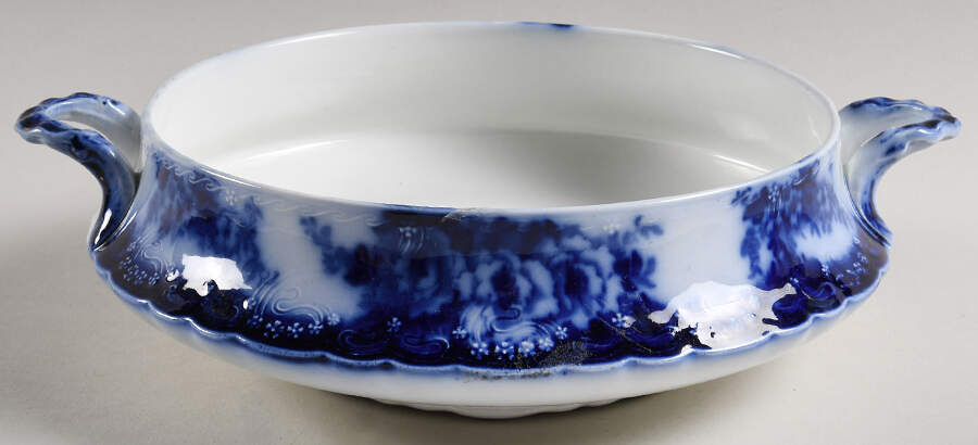 Devon (Flow Blue, Gold Trim) Round Vegetable No Lid by Alfred Meakin-1