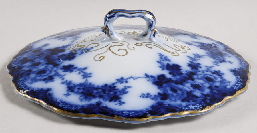 Devon (Flow Blue, Gold Trim) Lid for Round Vegetable by Alfred Meakin-1
