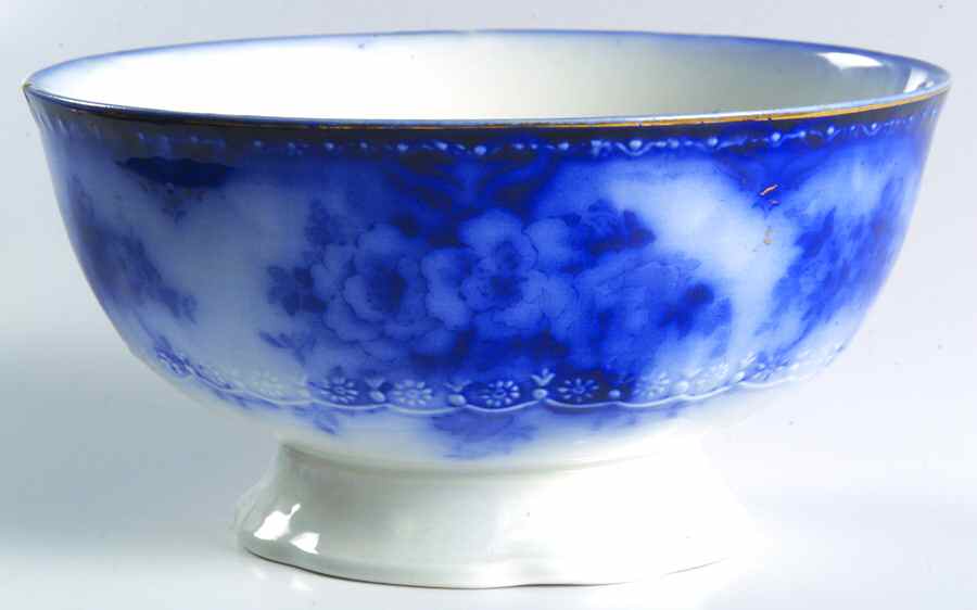 Devon (Flow Blue, Gold Trim) Cranberry Bowl by Alfred Meakin-1