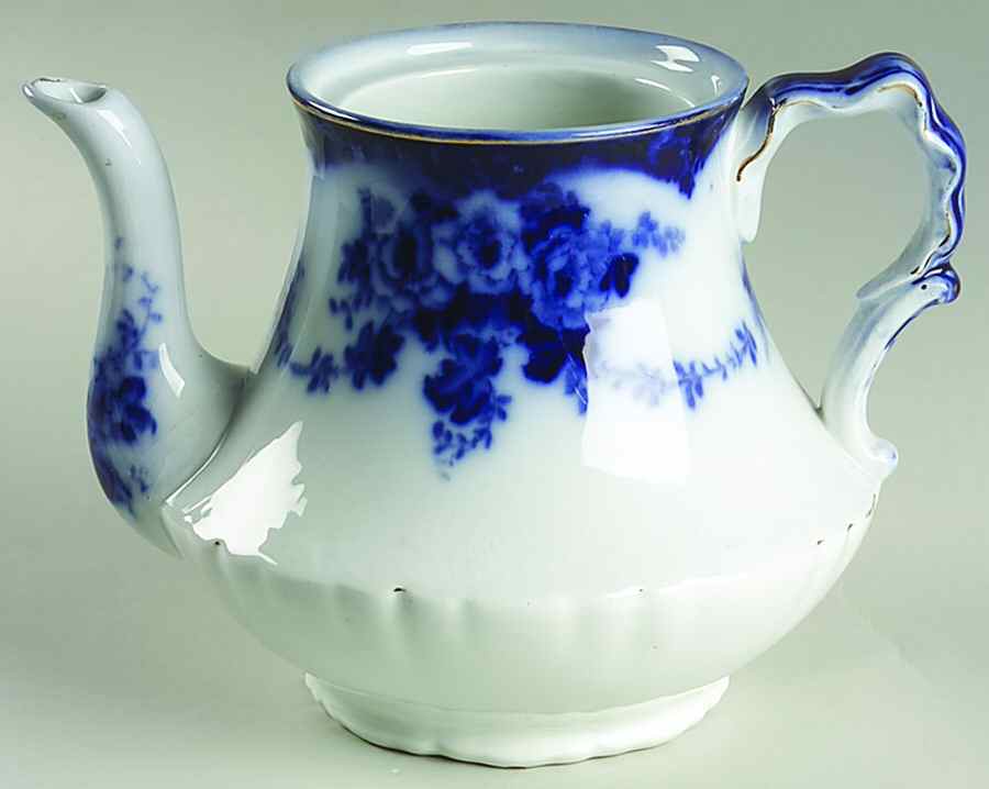 Devon (Flow Blue, Gold Trim) Teapot No Lid by Alfred Meakin-1